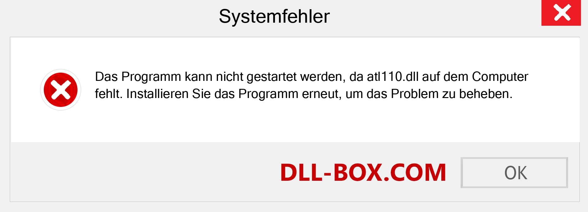 atl110.dll-Datei fehlt?. Download für Windows 7, 8, 10 - Fix atl110 dll Missing Error unter Windows, Fotos, Bildern